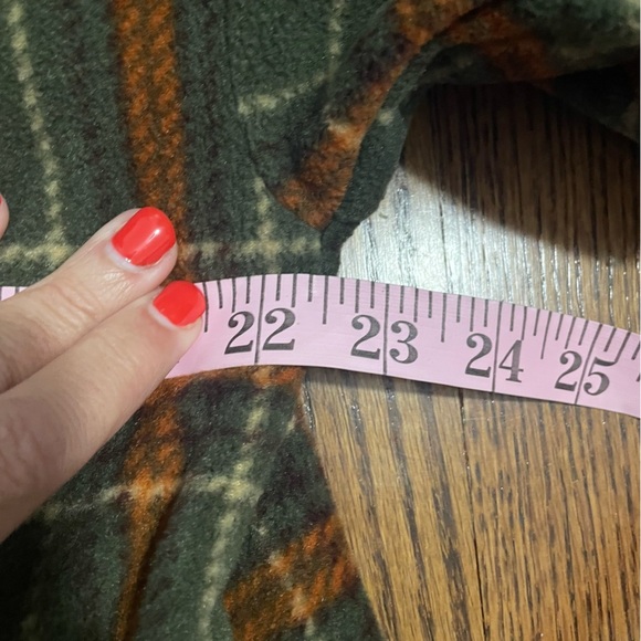 Love,Fire Army Green Orange Fleece Cropped Shacket Jacket Button Up Size Medium - Picture 4 of 7